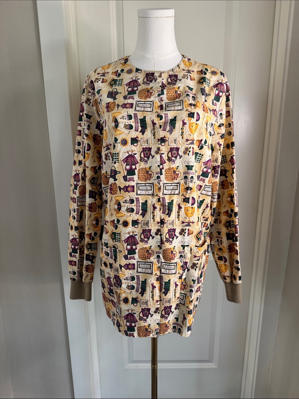 Women's Printed Long Sleeve warmup scrub Top